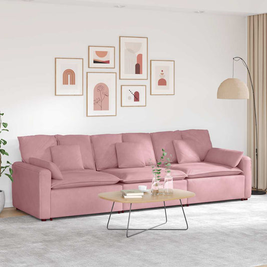 Modulares Sofa mit Kissen Rosa