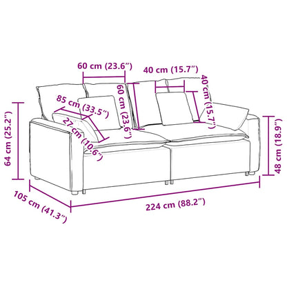 Modulares Sofa mit Kissen Weinrot