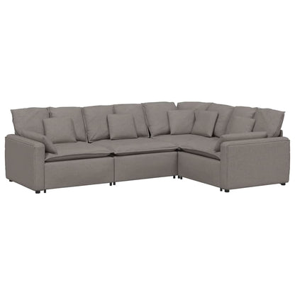 Modulares Sofa mit Kissen Stoff Taupe