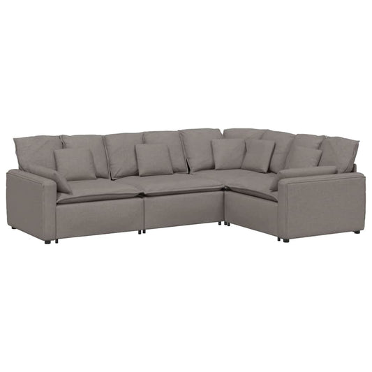 Modulares Sofa mit Kissen Stoff Taupe