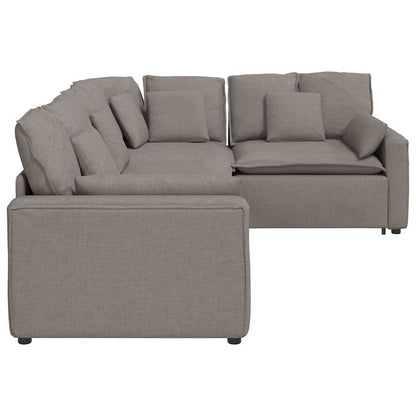 Modulares Sofa mit Kissen Stoff Taupe