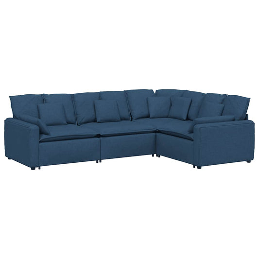 Modulares Sofa mit Kissen Stoff Blau