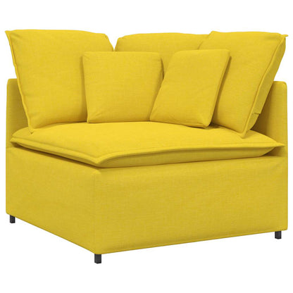 Modulares Sofa mit Kissen Stoff Hellgelb