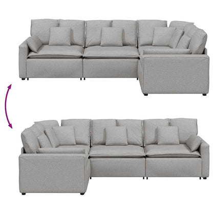 Modulares Sofa mit Kissen Stoff Wolkengrau