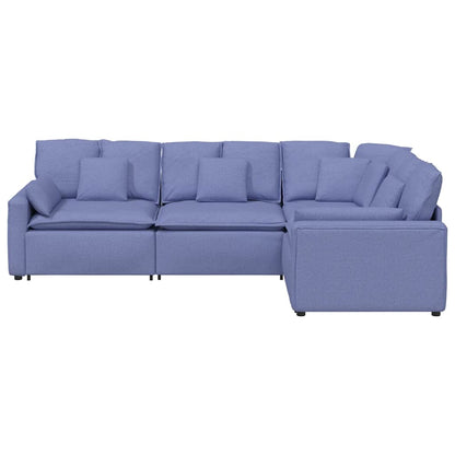 Modulares Sofa mit Kissen Stoff Jeansblau