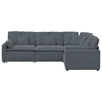 Modulares Sofa mit Kissen Samt Dunkelgrau