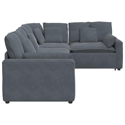 Modulares Sofa mit Kissen Samt Dunkelgrau