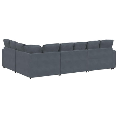 Modulares Sofa mit Kissen Samt Dunkelgrau
