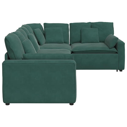Modulares Sofa mit Kissen Samt Dunkelgrün