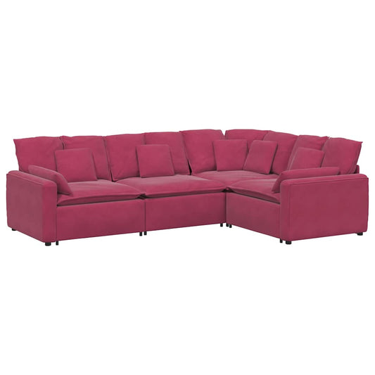 Modulares Sofa mit Kissen Samt Weinrot