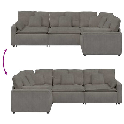 Modulares Sofa mit Kissen Cordstoff Hellgrau