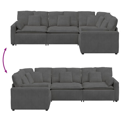 Modulares Sofa mit Kissen Cordstoff Dunkelgrau