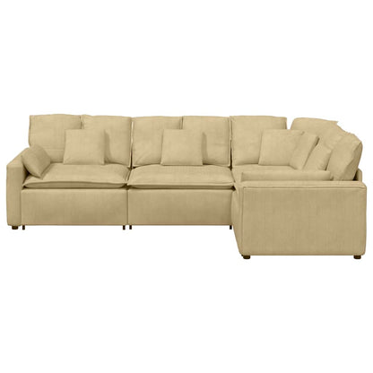 Modulares Sofa mit Kissen Cordstoff Graugrün