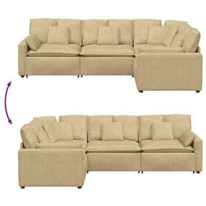 Modulares Sofa mit Kissen Cordstoff Graugrün