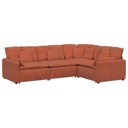 Modulares Sofa mit Kissen Cordstoff Rot Orange