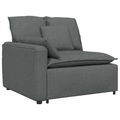 Modulares Sofa mit Fußhocker Kissen Stoff Dunkelgrau