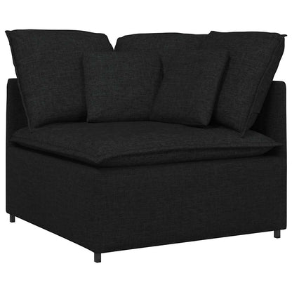 Modulares Sofa mit Fußhocker Kissen Stoff Schwarz