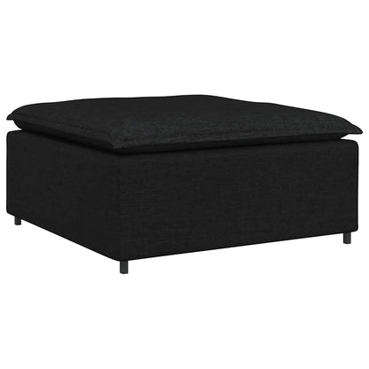 Modulares Sofa mit Fußhocker Kissen Stoff Schwarz