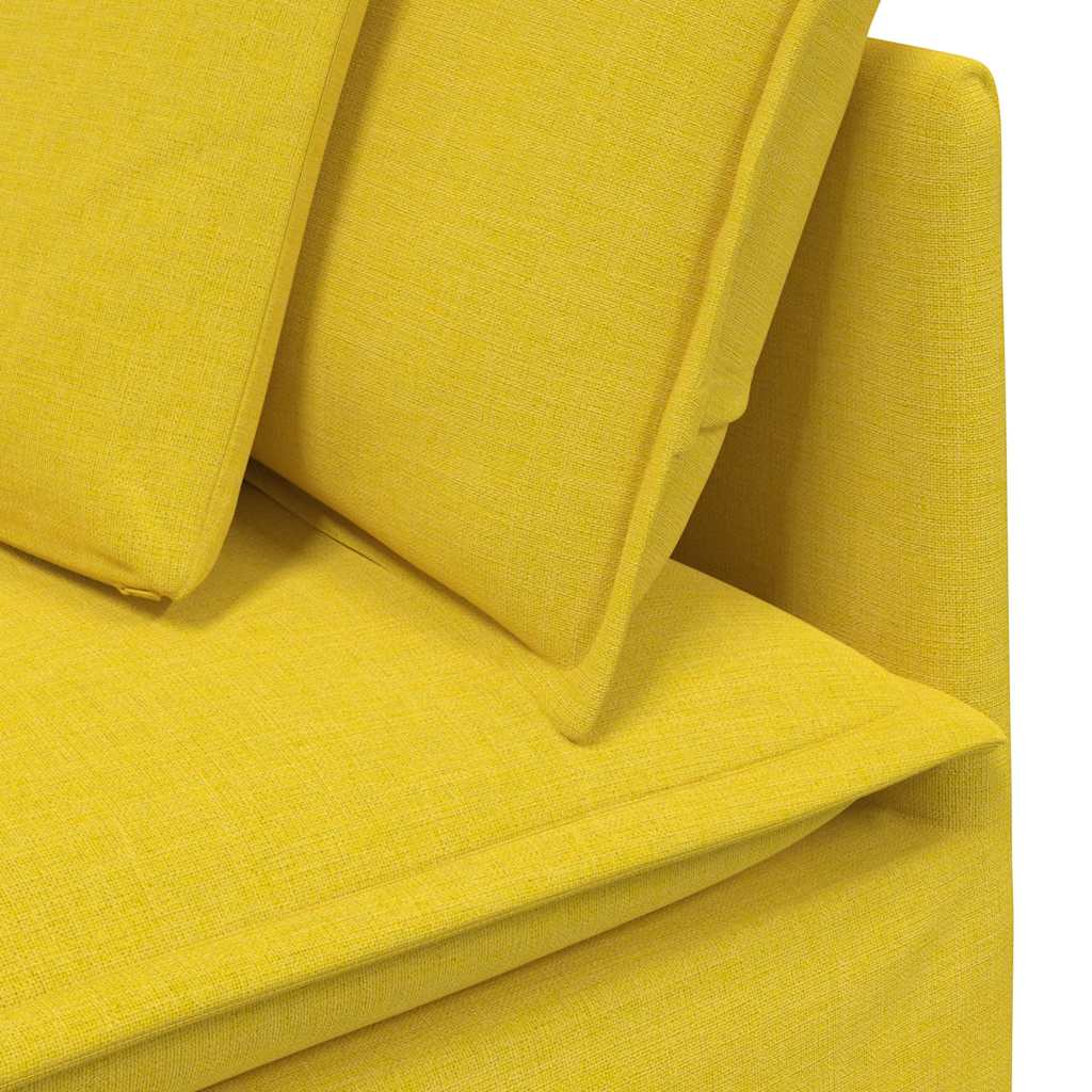 Modulares Sofa mit Fußhocker Kissen Stoff Hellgelb