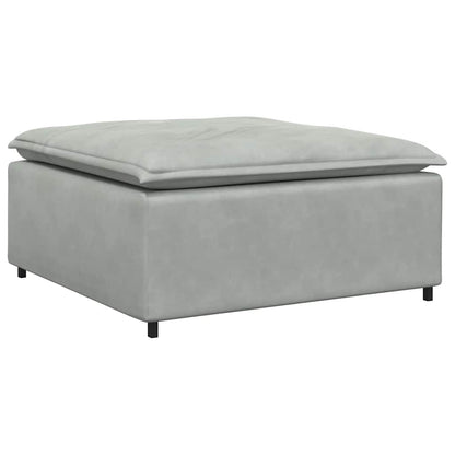 Modulares Sofa mit Fußhocker Kissen Samt Hellgrau
