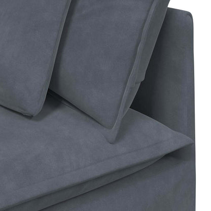 Modulares Sofa mit Fußhocker Kissen Samt Dunkelgrau