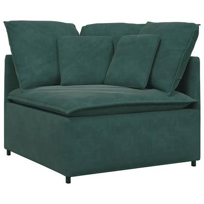 Modulares Sofa mit Fußhocker Kissen Samt Dunkelgrün
