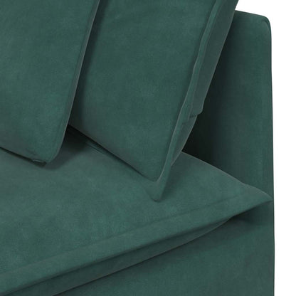 Modulares Sofa mit Fußhocker Kissen Samt Dunkelgrün
