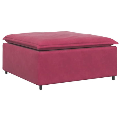 Modulares Sofa mit Fußhocker Kissen Samt Weinrot
