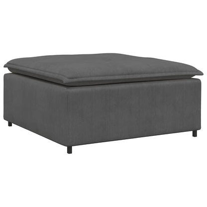 Modulares Sofa mit Fußhocker Kissen Cordstoff Dunkelgrau