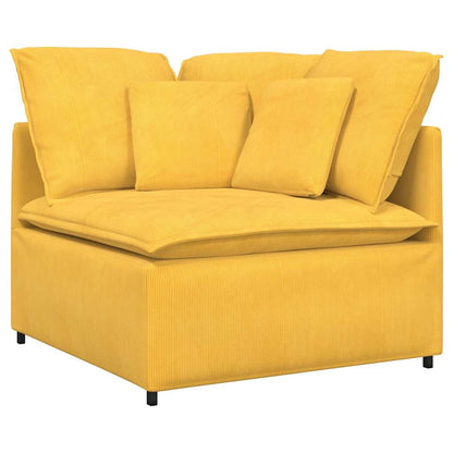 Modulares Sofa mit Fußhocker Kissen Cordstoff Hellgelb