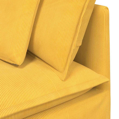 Modulares Sofa mit Fußhocker Kissen Cordstoff Hellgelb