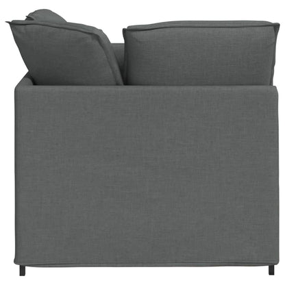 Modulares Sofa mit Fußhocker Kissen Stoff Dunkelgrau