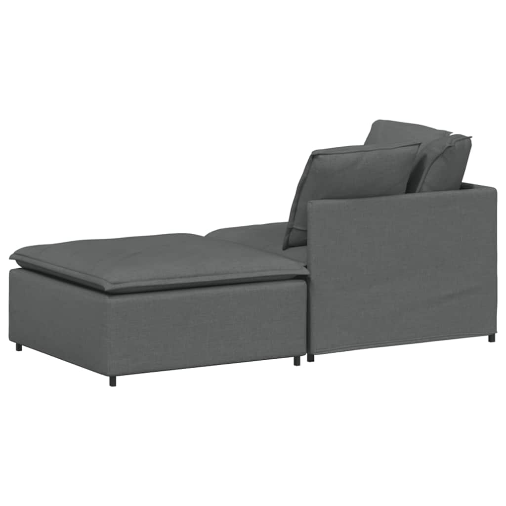 Modulares Sofa mit Fußhocker Kissen Stoff Dunkelgrau