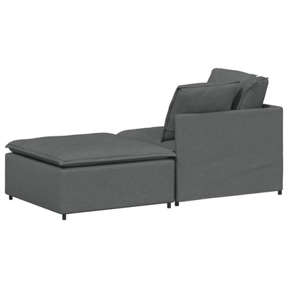 Modulares Sofa mit Fußhocker Kissen Stoff Dunkelgrau