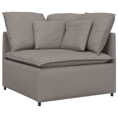 Modulares Sofa mit Fußhocker Kissen Stoff Taupe