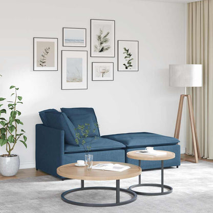 Modulares Sofa mit Fußhocker Kissen Stoff Blau