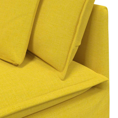 Modulares Sofa mit Fußhocker Kissen Stoff Hellgelb