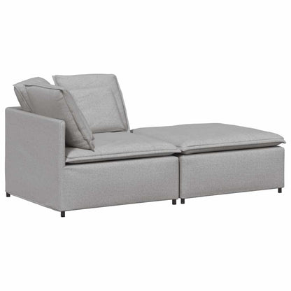 Modulares Sofa mit Fußhocker Kissen Stoff Wolkengrau