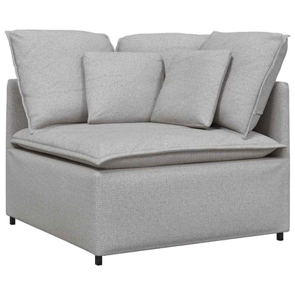Modulares Sofa mit Fußhocker Kissen Stoff Wolkengrau