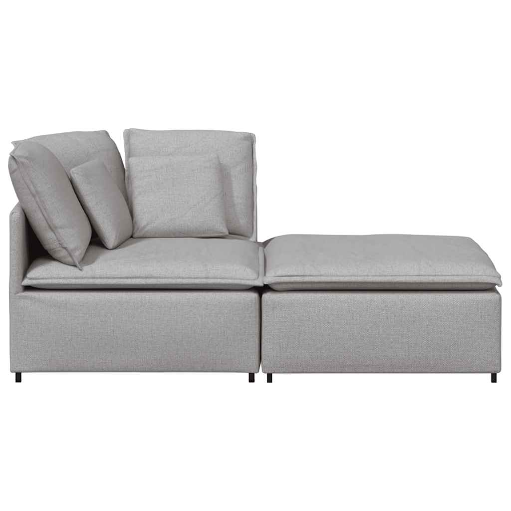 Modulares Sofa mit Fußhocker Kissen Stoff Wolkengrau