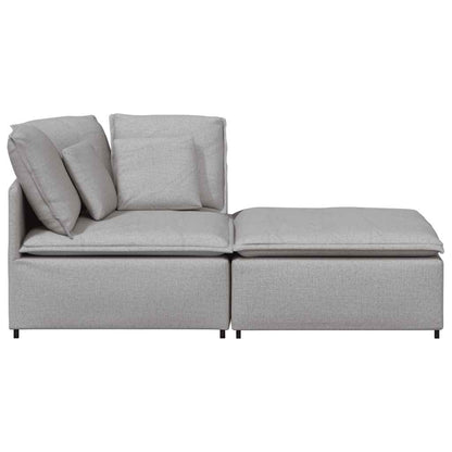 Modulares Sofa mit Fußhocker Kissen Stoff Wolkengrau