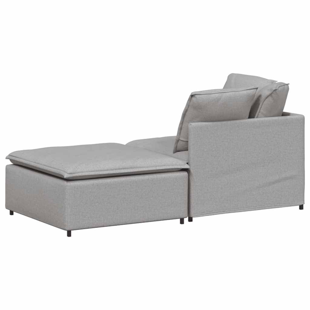 Modulares Sofa mit Fußhocker Kissen Stoff Wolkengrau