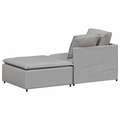 Modulares Sofa mit Fußhocker Kissen Stoff Wolkengrau