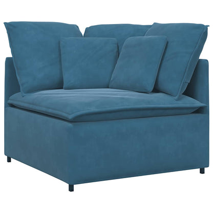 Modulares Sofa mit Fußhocker Kissen Samt Blau