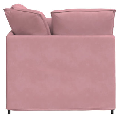 Modulares Sofa mit Fußhocker Kissen Samt Rosa