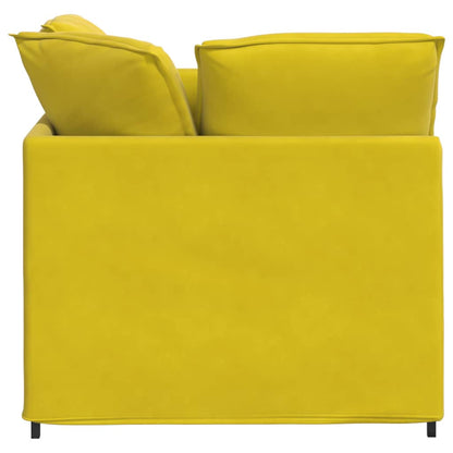 Modulares Sofa mit Fußhocker Kissen Samt Gelb
