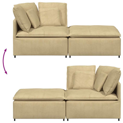 Modulares Sofa mit Fußhocker Kissen Cordstoff Graugrün