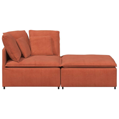Modulares Sofa mit Fußhocker Kissen Cordstoff Rot Orange