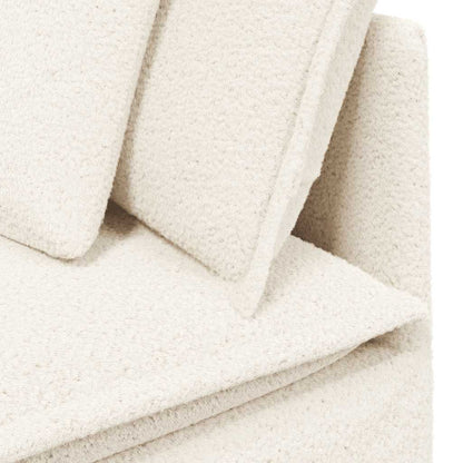 Modulares Sofa mit Hocker Kissen Stoff in Lammwolloptik Creme