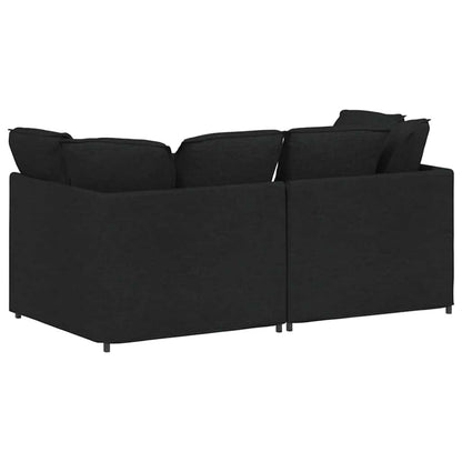 Modulares Sofa mit Kissen Stoff Schwarz
